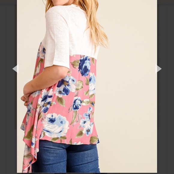 Pink & Ivory Floral Print Blouse - Picture 2 of 7